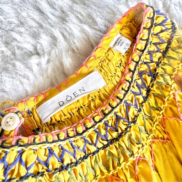💋SOLD💋✨💛💐DÔEN  ‘Antonella’ Embroidered Floral Heart Hungarian Smocked Top XS - Picture 8 of 16